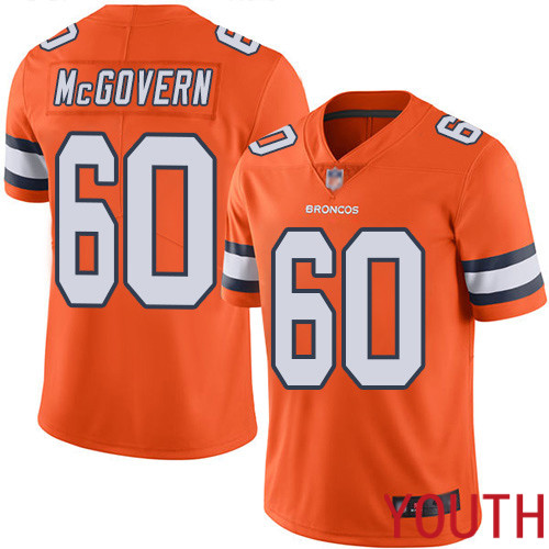 Youth Denver Broncos #60 Connor McGovern Limited Orange Rush Vapor Untouchable Football NFL Jersey